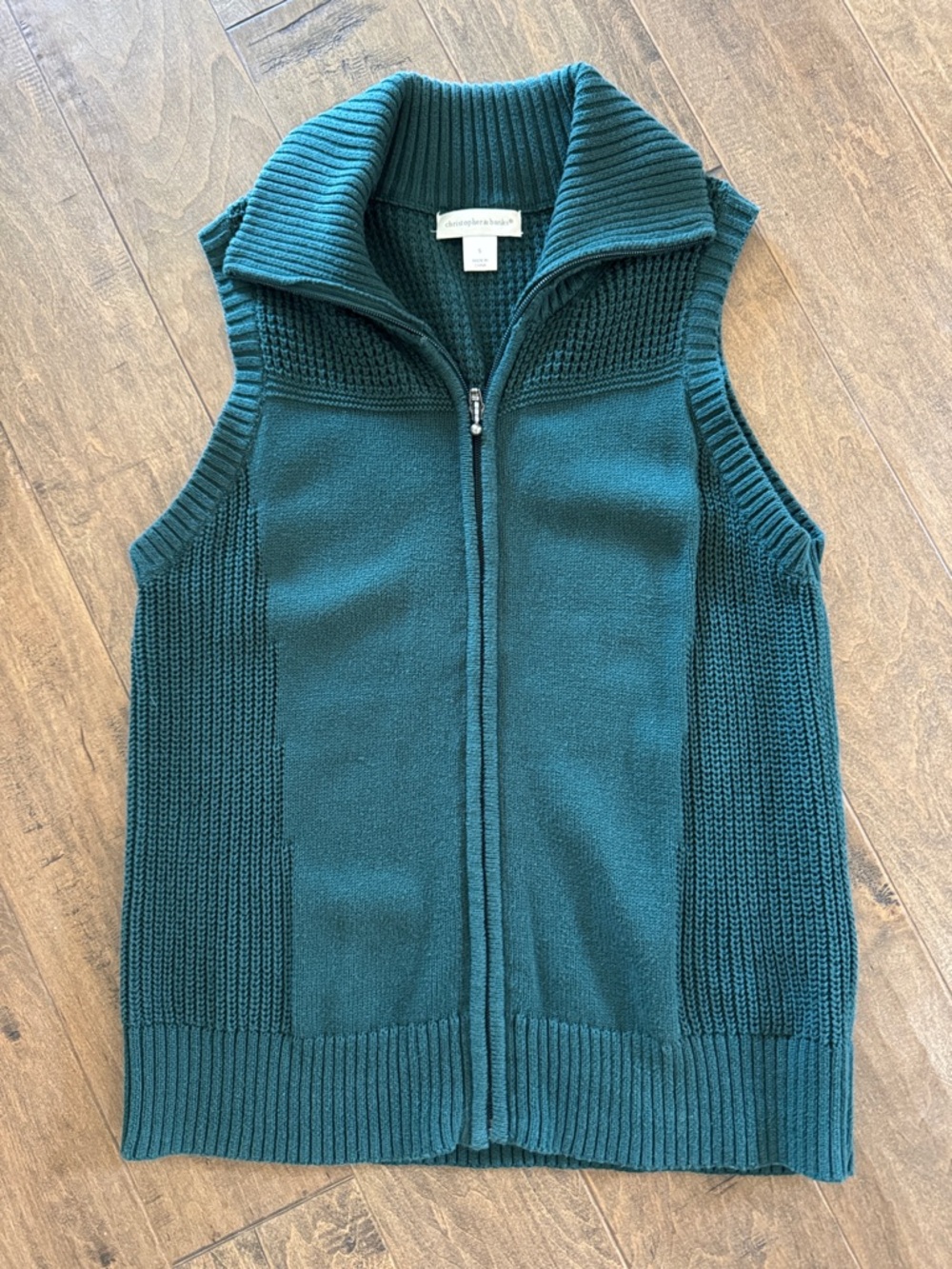 Christopher & Banks Teal Zip-Up Knit Vest